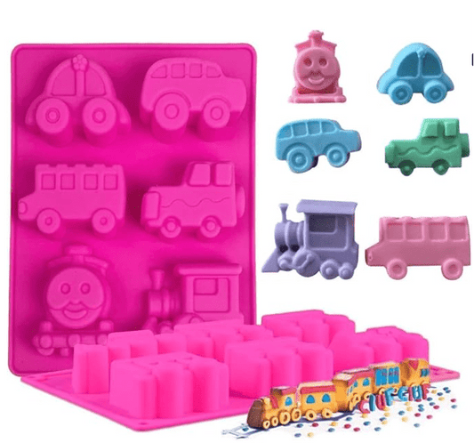Bakewareind 3D Vehicle Thomas Choo Choo Train, Car, Jeep & Bus Fondant Chocolate Silicone Mould - Bakeware India