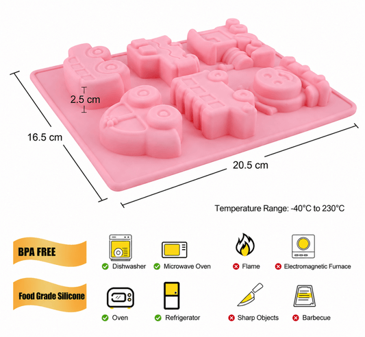 Bakewareind 3D Vehicle Thomas Choo Choo Train, Car, Jeep & Bus Fondant Chocolate Silicone Mould - Bakeware India