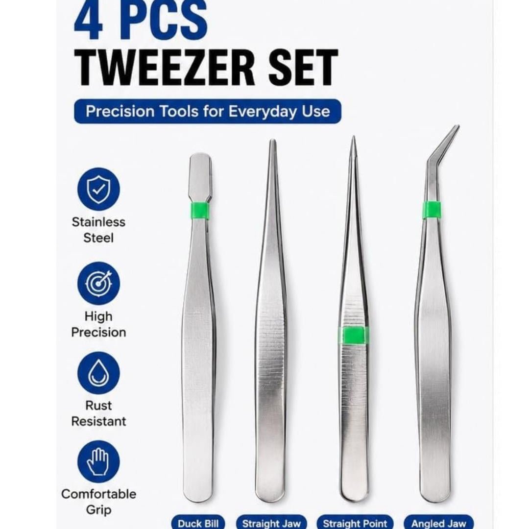 Bakewareind 4 Piece Stainless Steel Tweezers Set Baking Tool And Accessories - Bakeware India