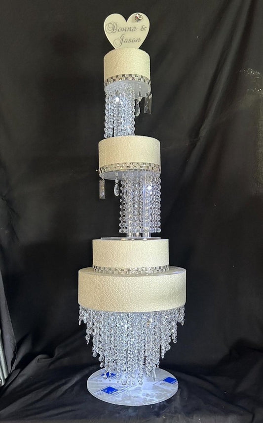 Bakewareind Acrylic cake stand with crystals and lights - Bakeware India