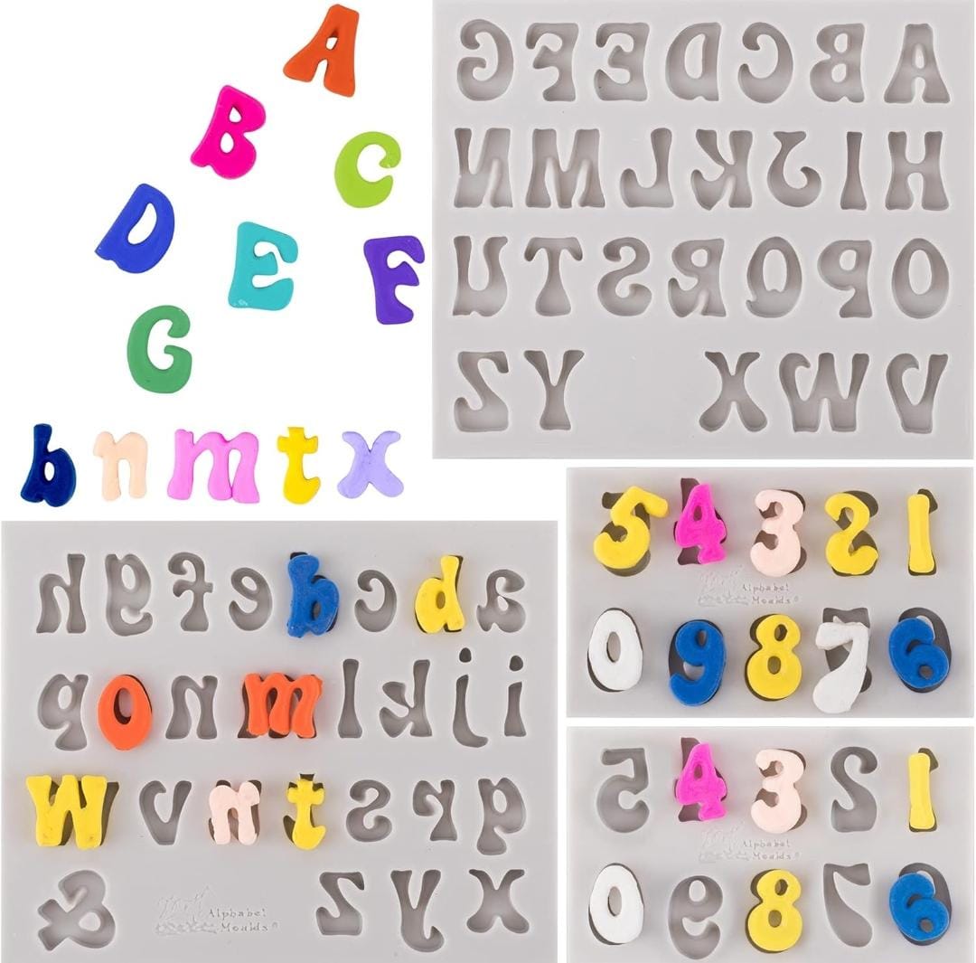 Bakewareind Alphabet Letter Number Silicone Mould Set Cake Mould,3Pcs - Bakeware India