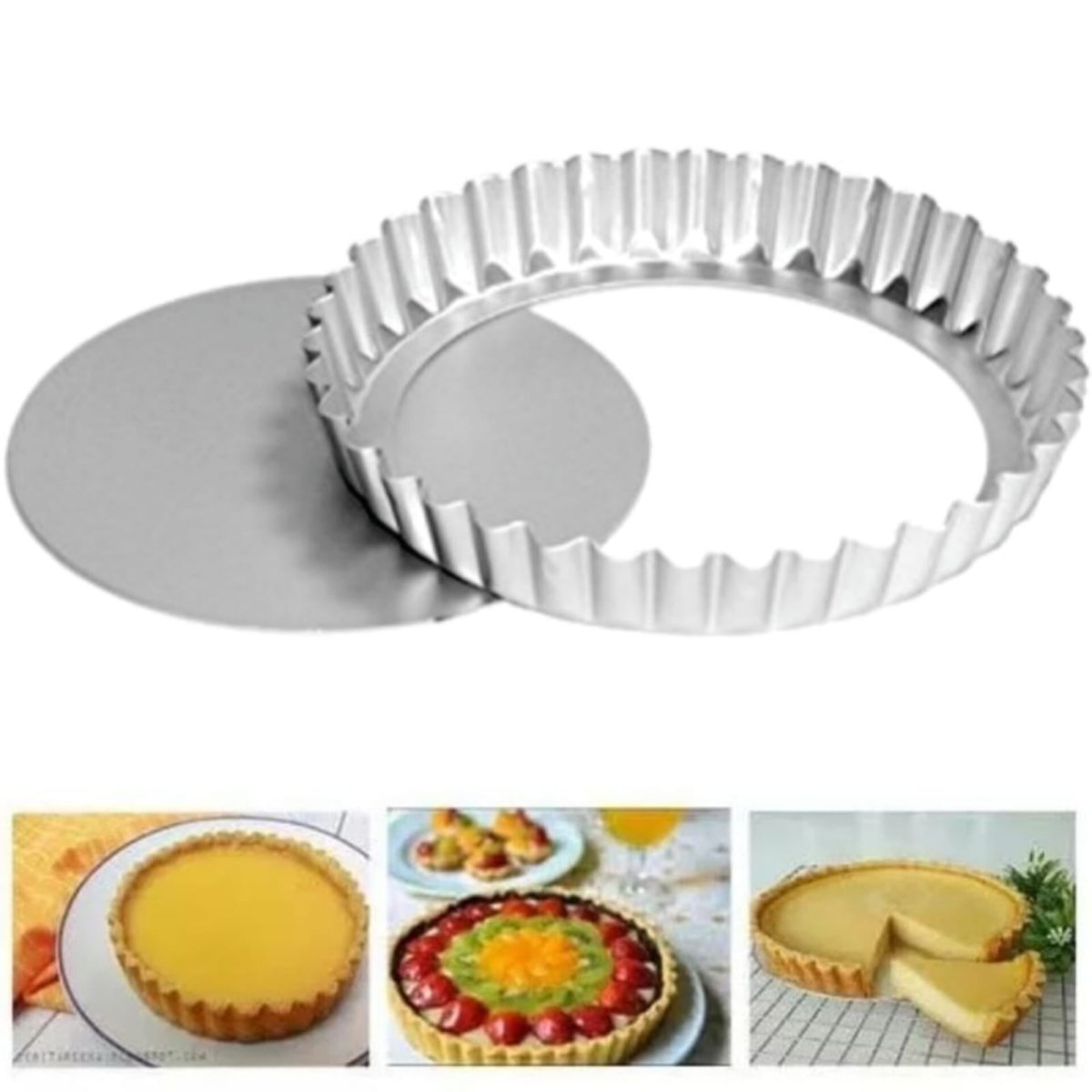 Bakewareind Aluminum Round Cake Pan Mould Tart Removable Bottom, [ Select Size ] - Bakeware India