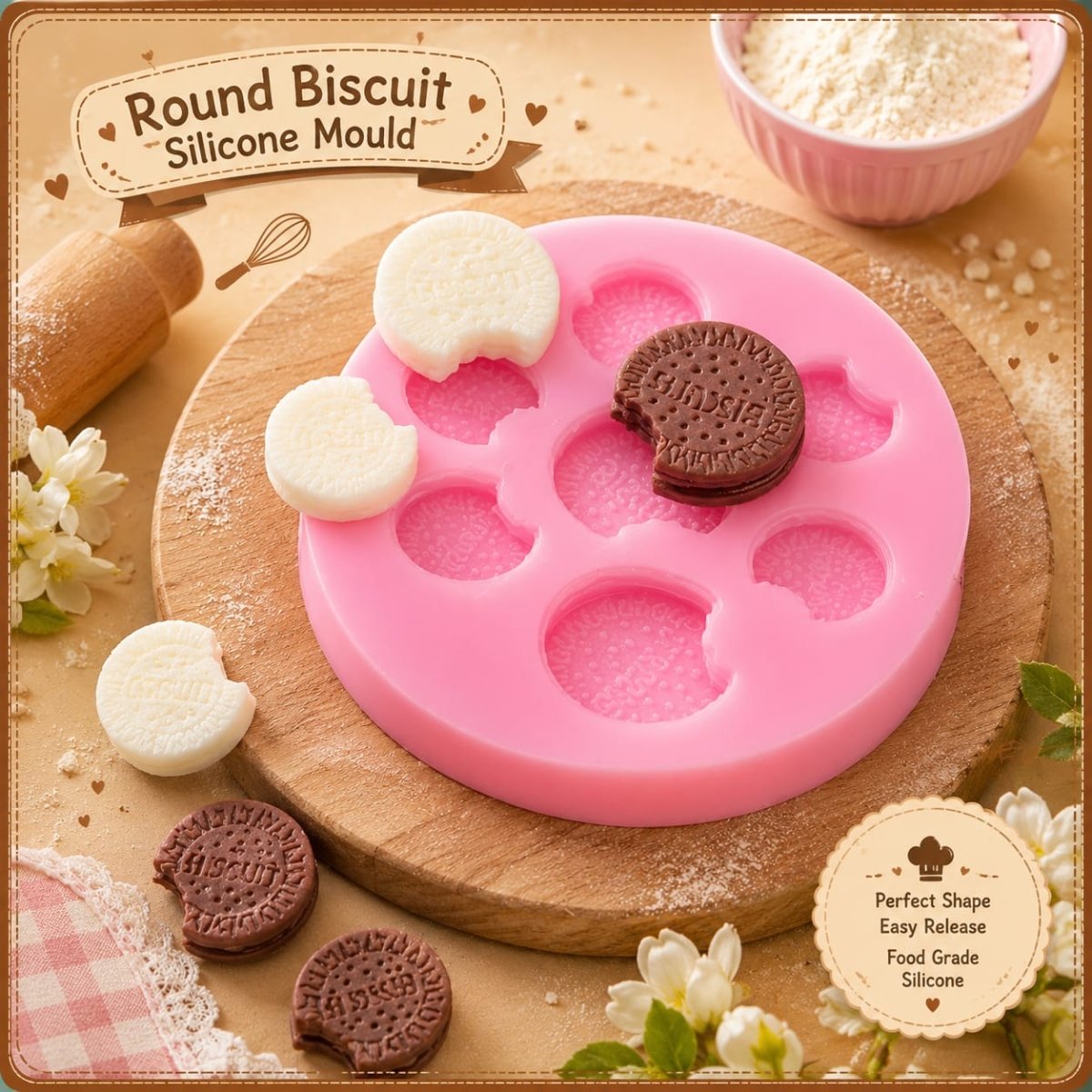 Bakewareind Assorted Biscuit Cookies Chocolate Fondant Cake Decorating Silicone Mould - Bakeware India