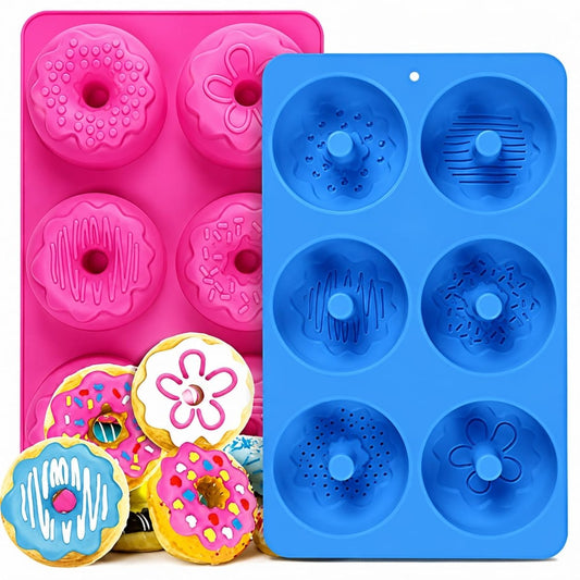 Bakewareind Assorted Donut Design Silicone Chocolate Mould, 6 Cavity - Bakeware India