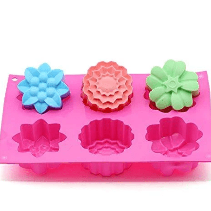 Bakewareind Assorted Flower Silicone Soap Mould, 6 Cavity - Bakeware India