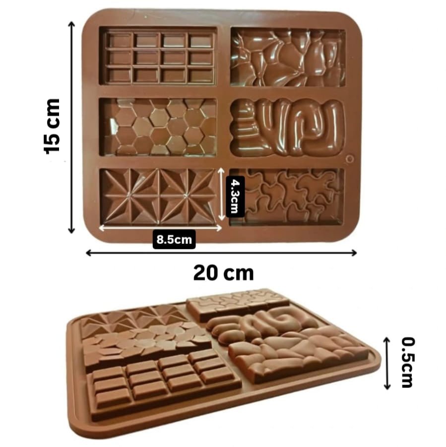 Bakewareind Assorted kunafa deep chocolate bar Silicone mould ,6 Cavity - Bakeware India