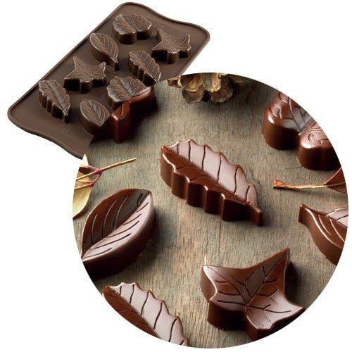 Bakewareind Assorted Leaves Shape Silicone Chocolate Mould, 8 Cavity - Bakeware India