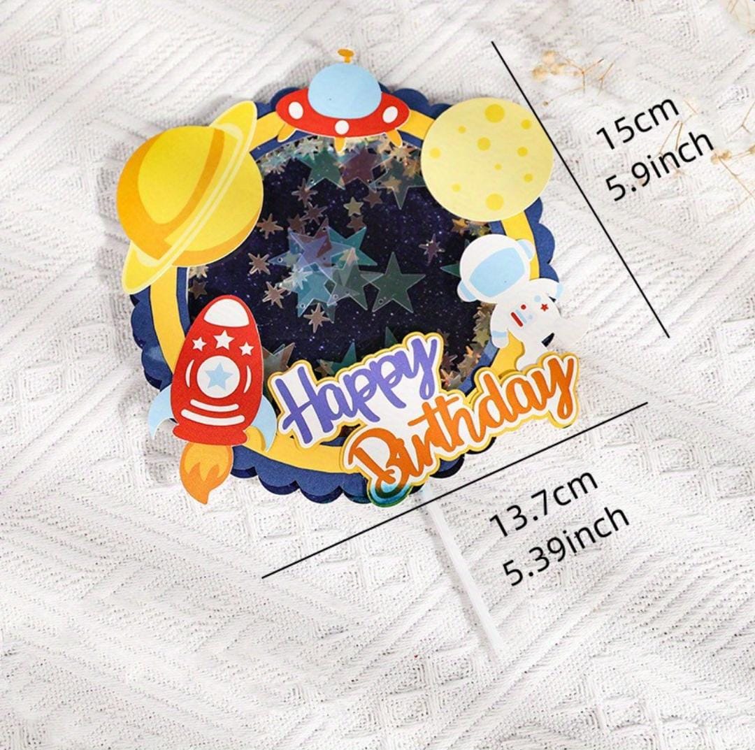 Bakewareind Astronaut Space Theme Happy Birthday Cake Decoration Cake Topper - Bakeware India