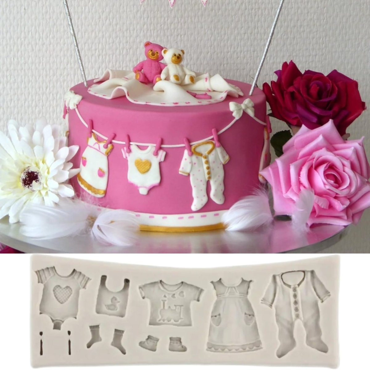 Bakewareind Baby Boy Girl Clothes Baby Shower Theme Silicone Fondant Chocolate Mould - Bakeware India