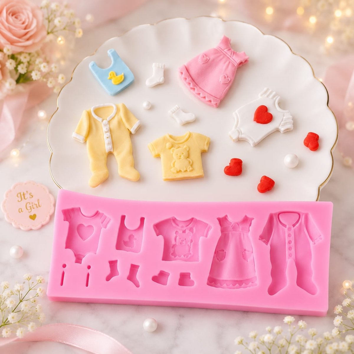 Bakewareind Baby Boy Girl Clothes Baby Shower Theme Silicone Fondant Chocolate Mould - Bakeware India