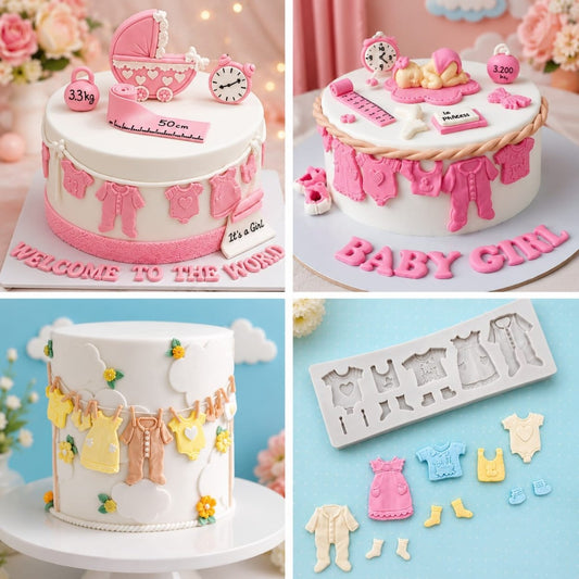 Bakewareind Baby Boy Girl Clothes Baby Shower Theme Silicone Fondant Chocolate Mould - Bakeware India