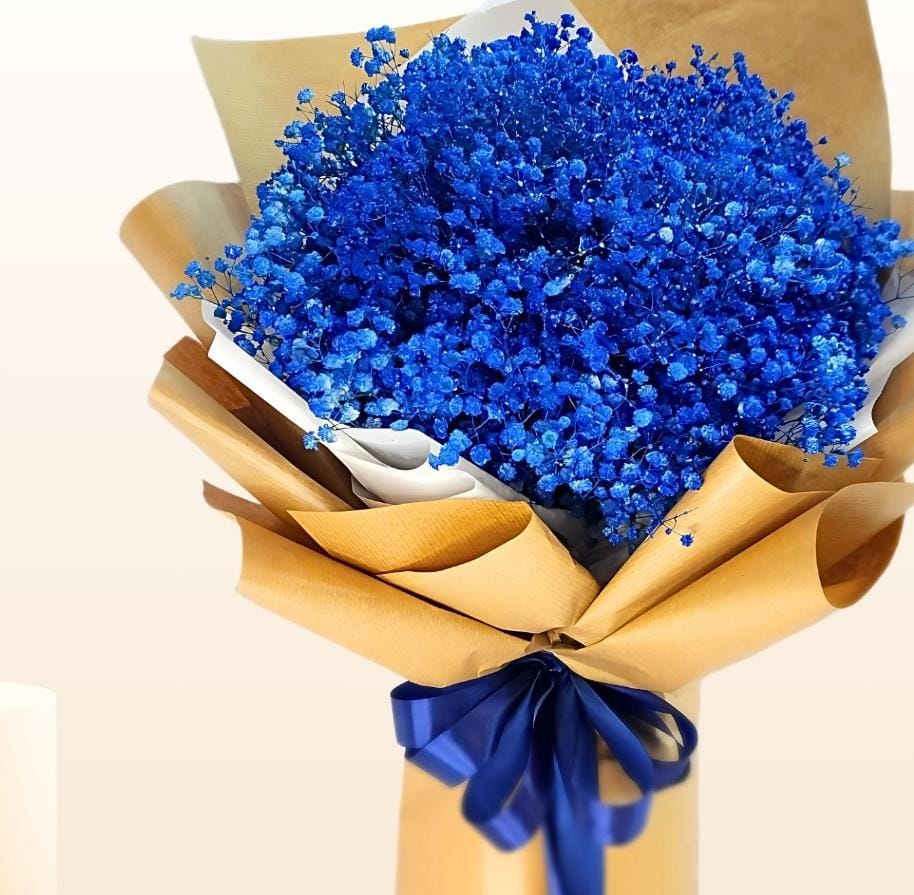 Bakewareind Baby Breath Gysophilia Dried Flower, Dark Blue - Bakeware India