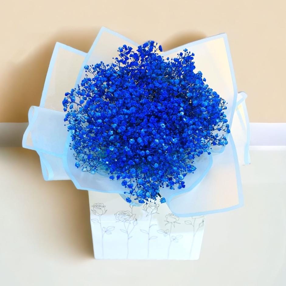 Bakewareind Baby Breath Gysophilia Dried Flower, Dark Blue - Bakeware India