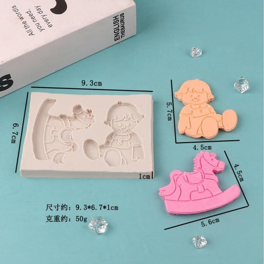 Bakewareind Baby Horse Cradle Baby shower Fondant Chocolate Silicone Mould - Bakeware India