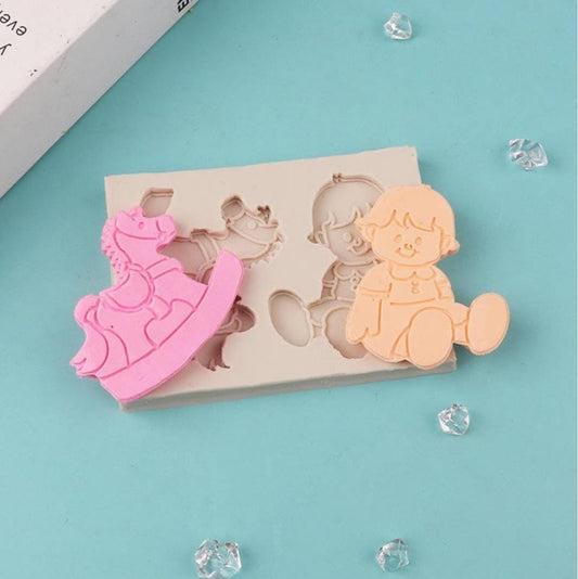 Bakewareind Baby Horse Cradle Baby shower Fondant Chocolate Silicone Mould - Bakeware India