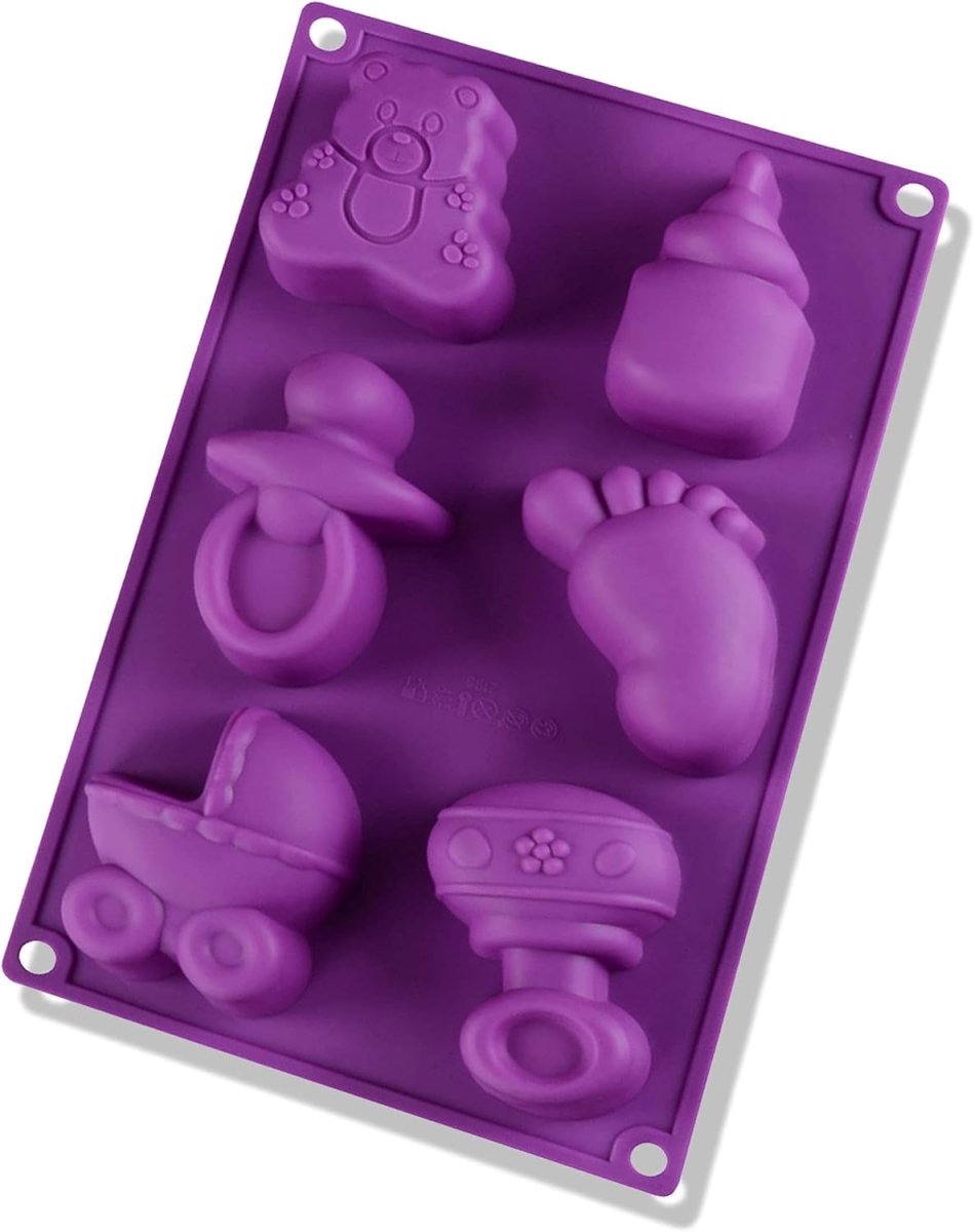 Bakewareind Baby Shower Feet Nipple Bear Cake Chocolate Silicone Mould, 6 Cavity - Bakeware India