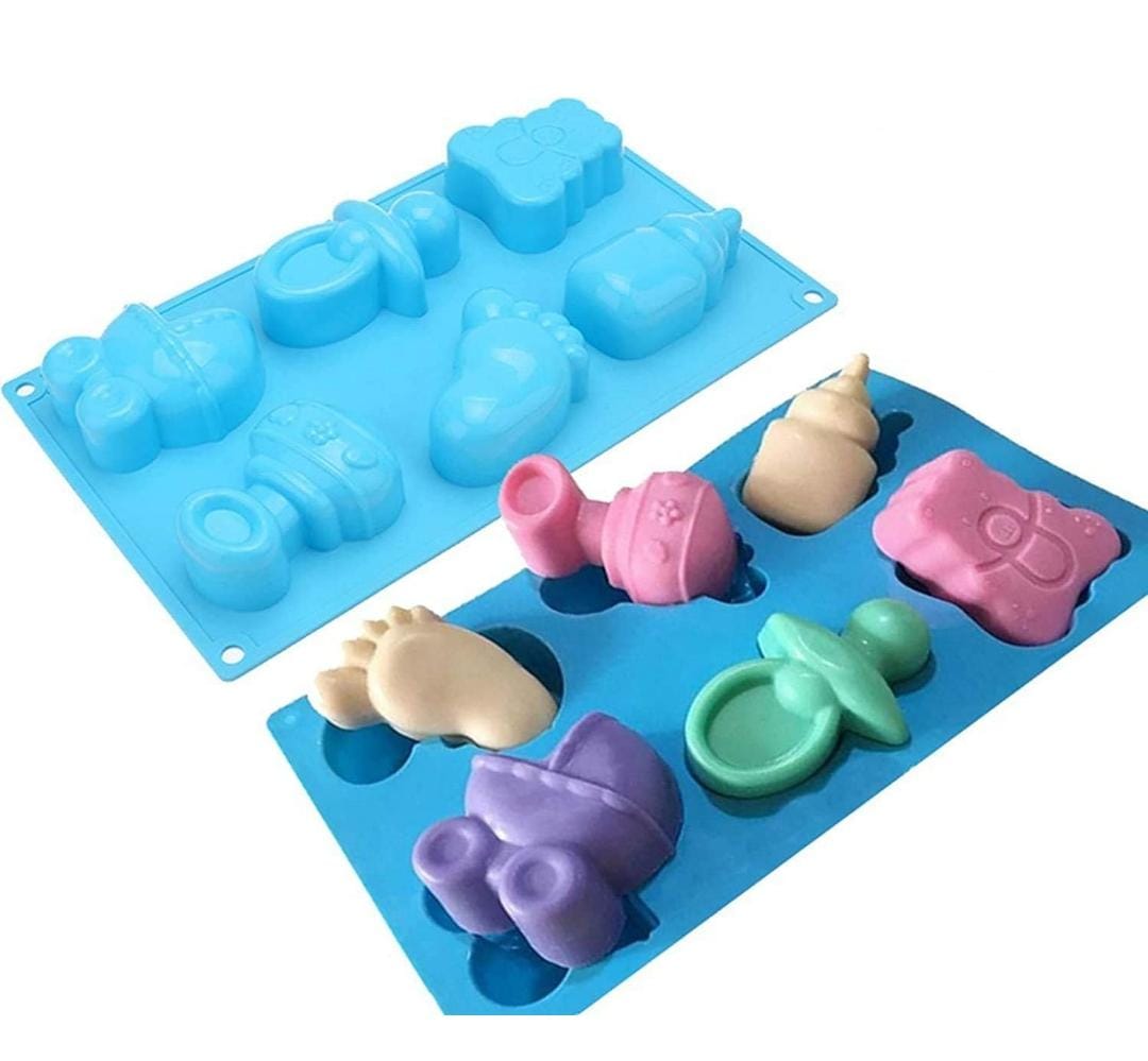 Bakewareind Baby Shower Feet Nipple Bear Cake Chocolate Silicone Mould, 6 Cavity - Bakeware India