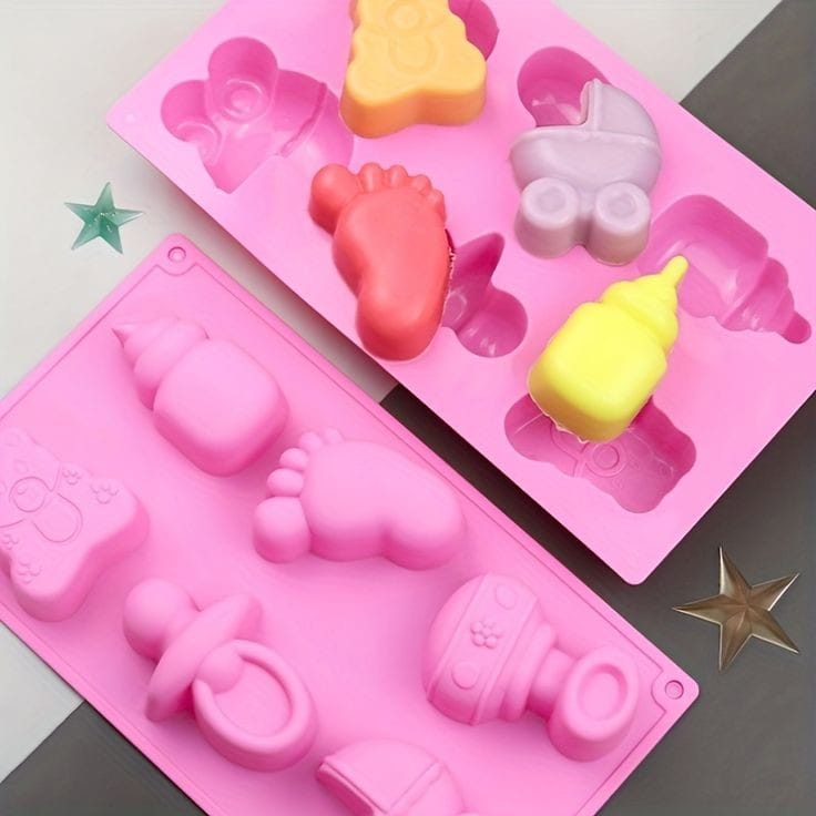 Bakewareind Baby Shower Feet Nipple Bear Cake Chocolate Silicone Mould, 6 Cavity - Bakeware India