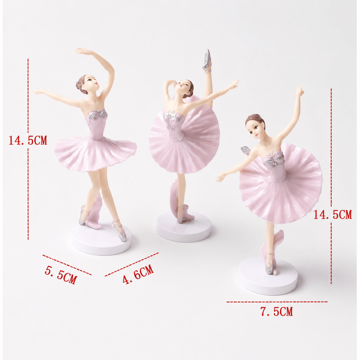 Bakewareind Ballerina Ballet Dancer Toy Cake Topper, 3pcs - Bakeware India