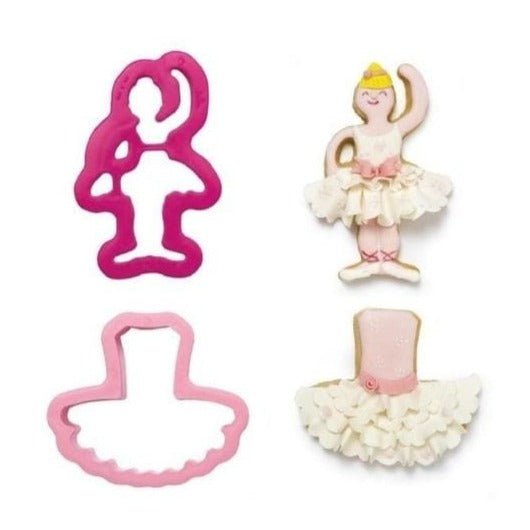 Bakewareind Ballerina Tutu Skirt SugarCraft Cookie Fondant Cake Cutter Set,2Pc - Bakeware India