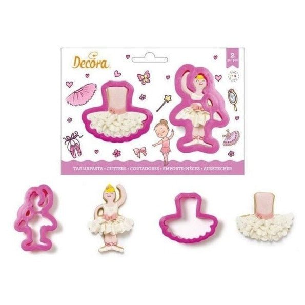 Bakewareind Ballerina Tutu Skirt SugarCraft Cookie Fondant Cake Cutter Set,2Pc - Bakeware India