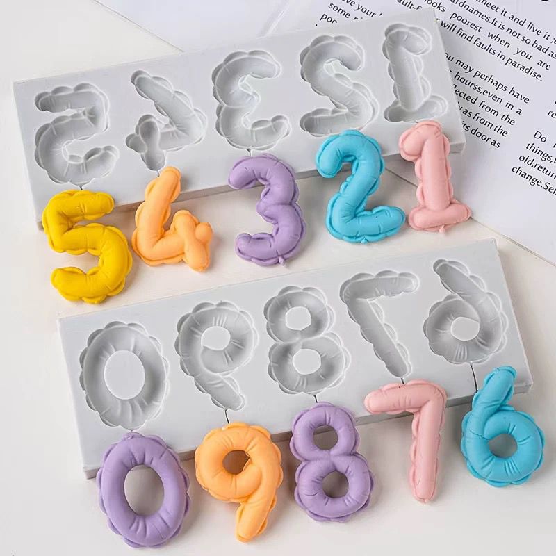 Bakewareind Balloon Number 0 - 9 Lollipop Silicone Chocolate Fondant Mould - Bakeware India