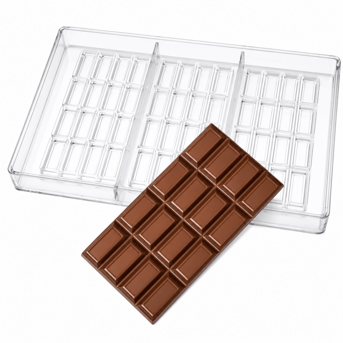 Bakewareind Bar Polycarbonate Chocolate Mould, 3 Cavity - Bakeware India