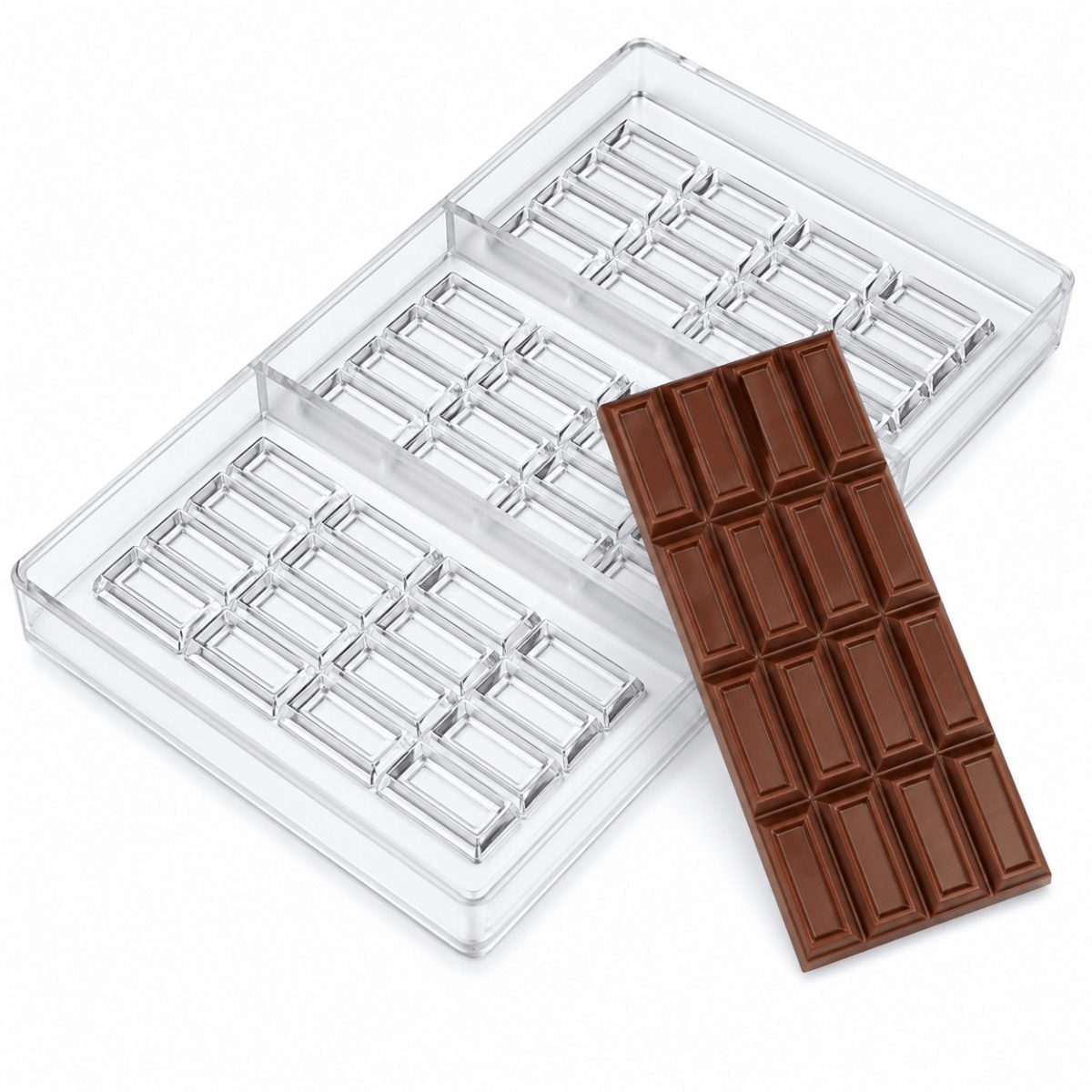 Bakewareind Bar Polycarbonate Chocolate Mould, 3 Cavity - Bakeware India