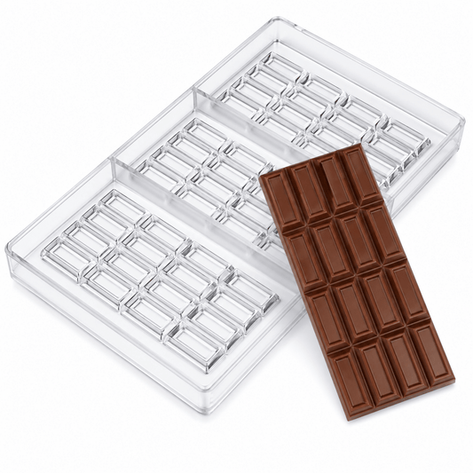 Bakewareind Bar Polycarbonate Chocolate Mould, 3 Cavity - Bakeware India