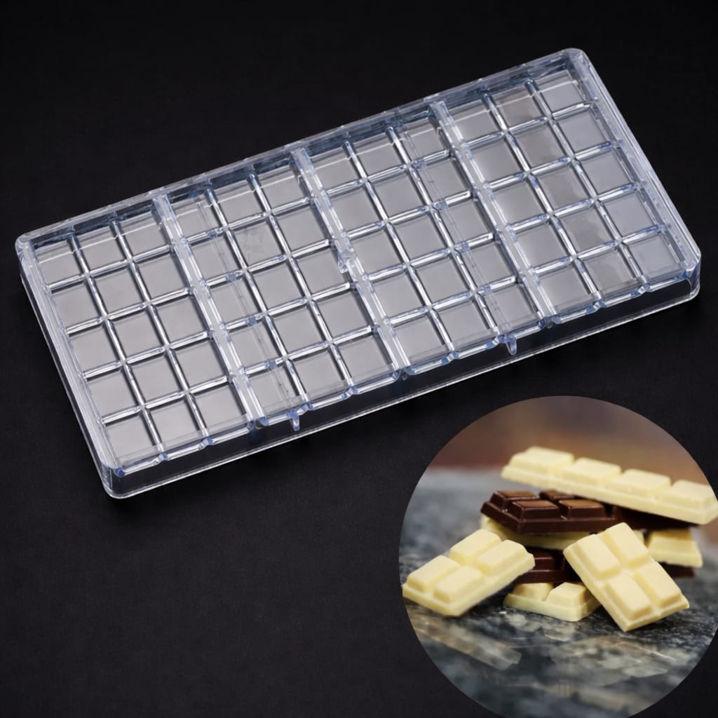 Bakewareind Bar Polycarbonate Chocolate Mould, 4 cavity - Bakeware India
