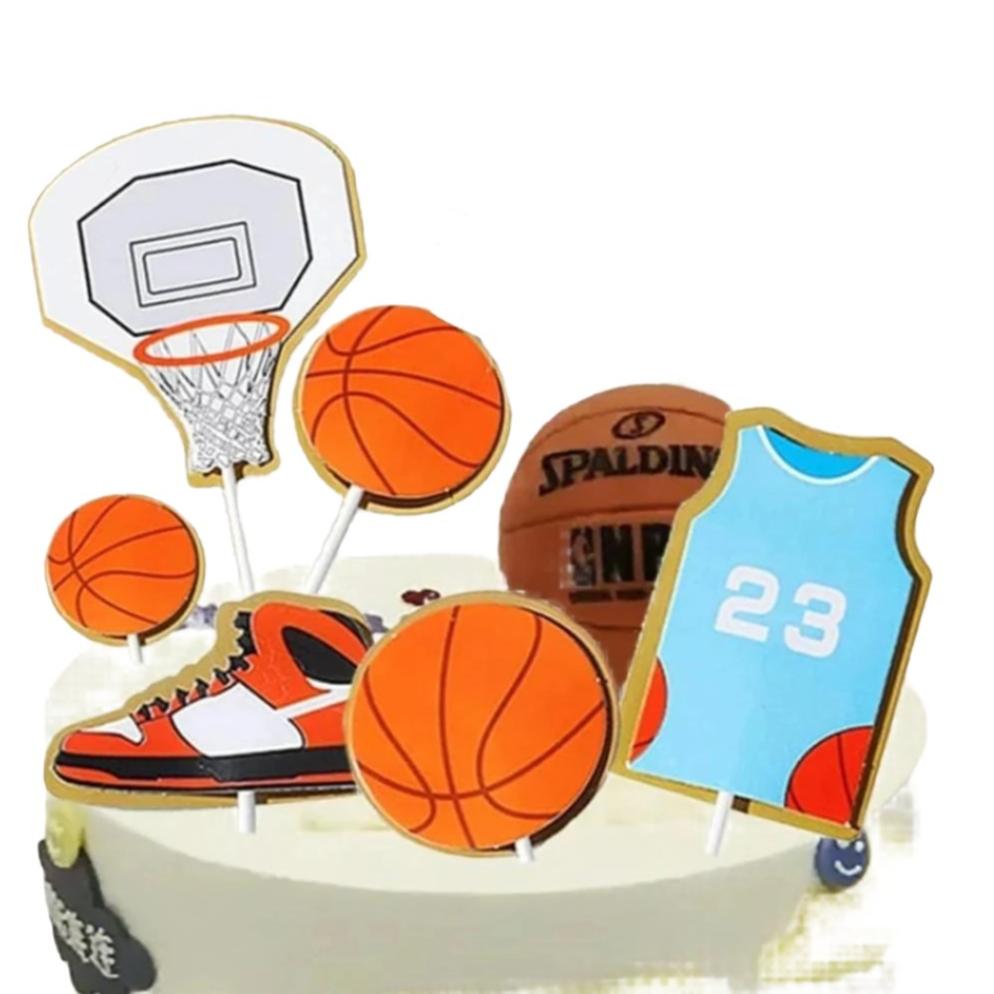 Bakewareind Basketball Theme Cake Decoration Cake Topper, 6pcs - Bakeware India