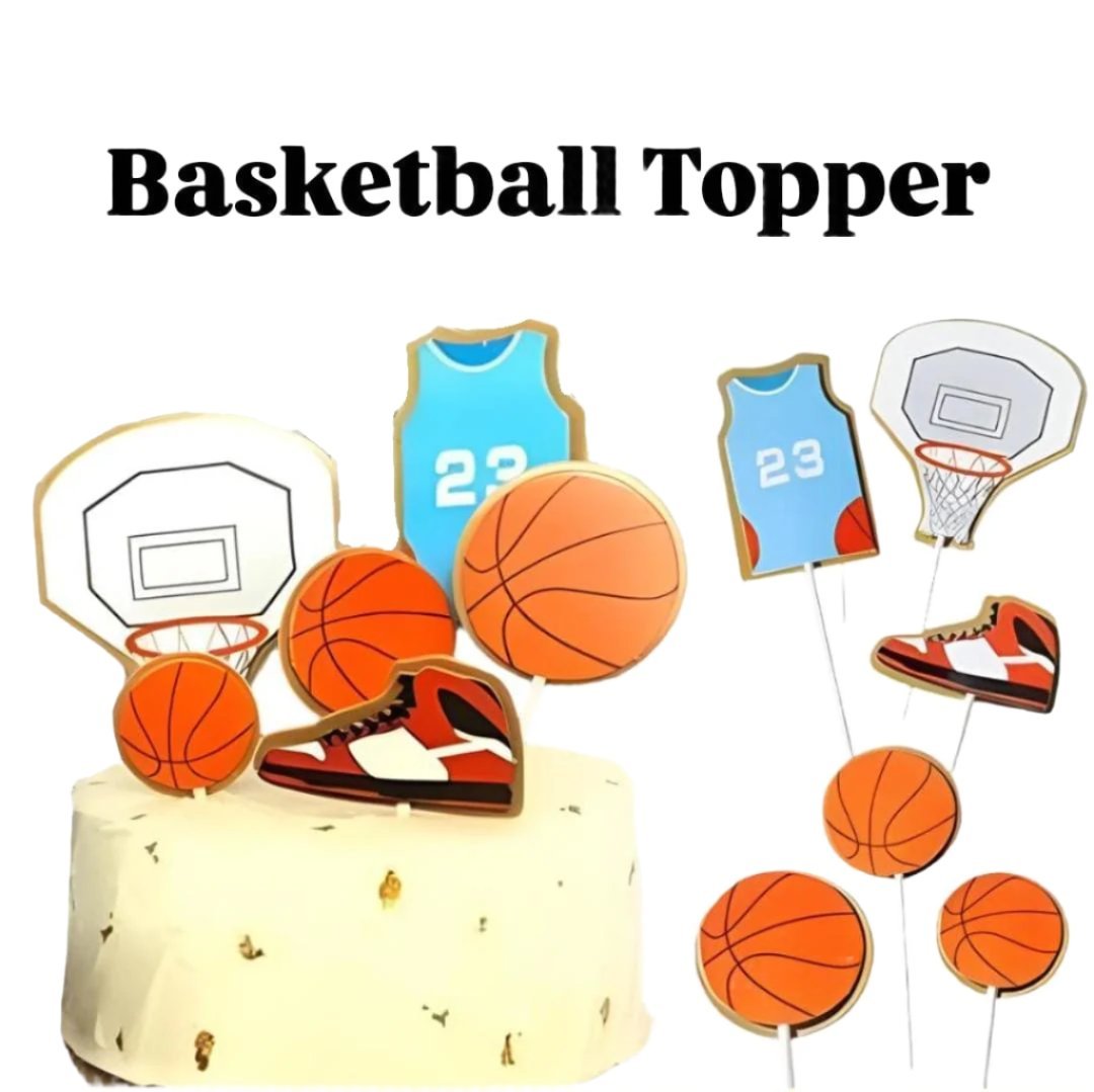 Bakewareind Basketball Theme Cake Decoration Cake Topper, 6pcs - Bakeware India