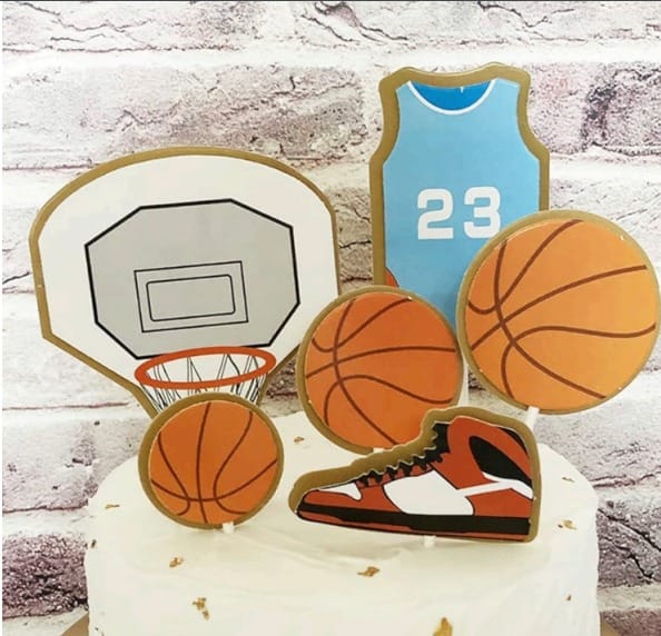 Bakewareind Basketball Theme Cake Decoration Cake Topper, 6pcs - Bakeware India