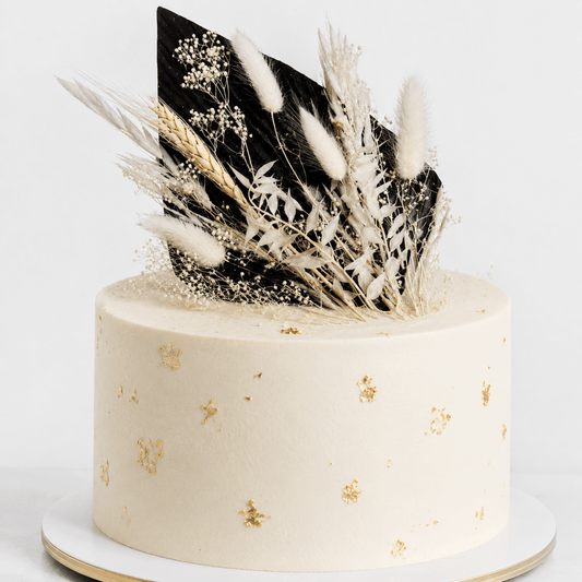 Bakewareind Black Sparkle Palm Leaf Dried Flower Bouquet - Bakeware India