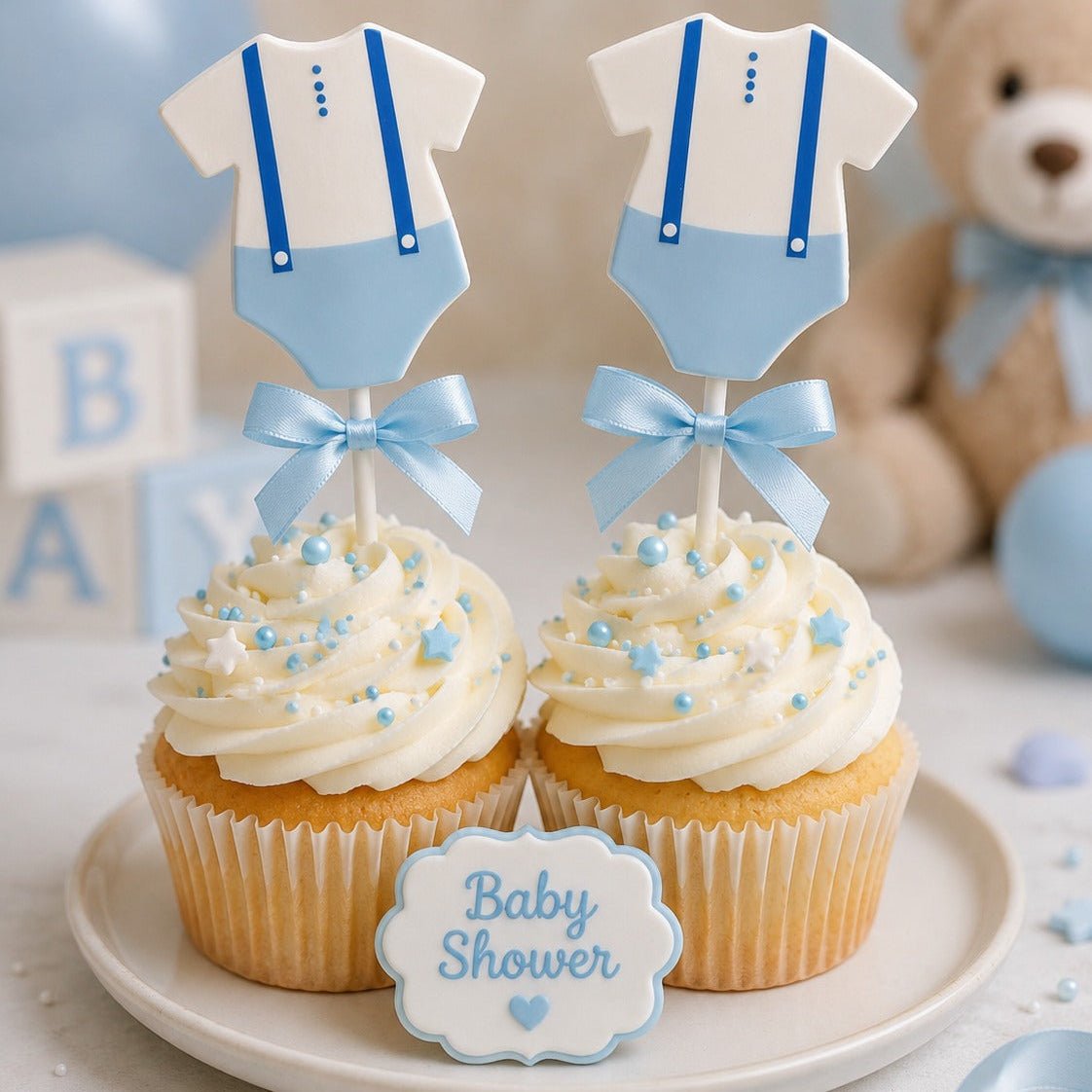 Bakewareind Blue Baby Shower Cake Decoration Cake Topper, 2pcs - Bakeware India