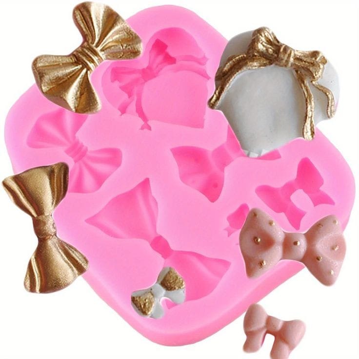 Bakewareind Bow Mould Ribbon Bow Tie Heart Fondant Silicone Cake Mould - Bakeware India