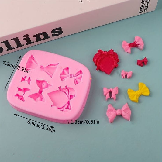 Bakewareind Bow Mould Ribbon Bow Tie Heart Fondant Silicone Cake Mould - Bakeware India