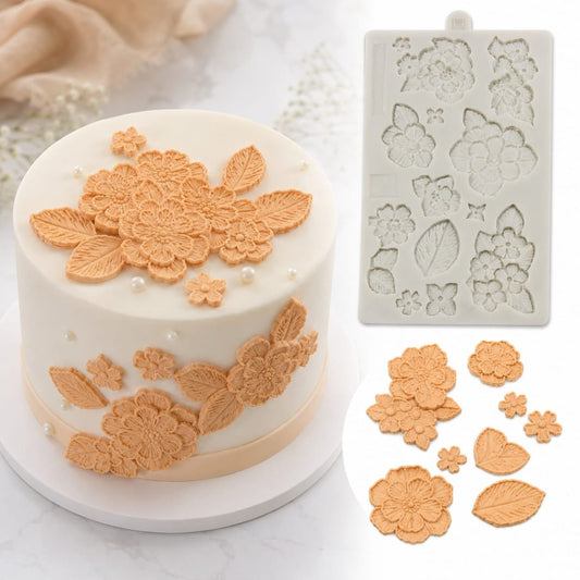 Bakewareind Brush Embroidery Flower Silicone Mould - Bakeware India