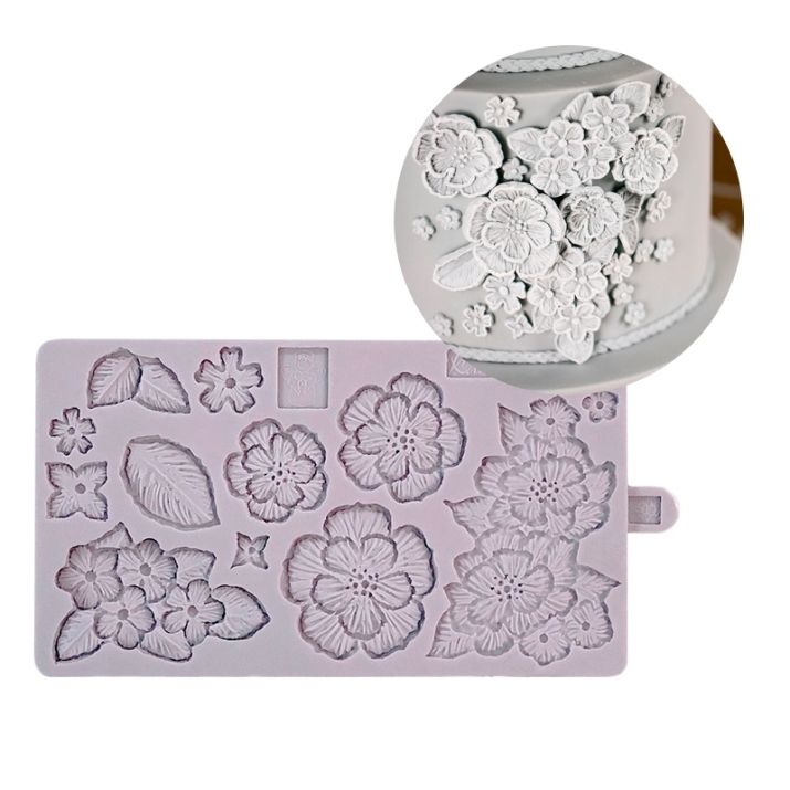 Bakewareind Brush Embroidery Flower Silicone Mould - Bakeware India
