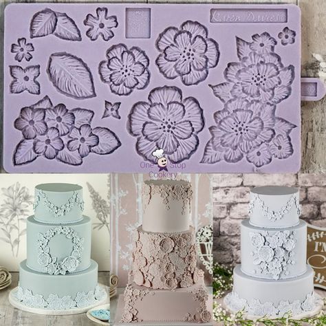 Bakewareind Brush Embroidery Flower Silicone Mould - Bakeware India