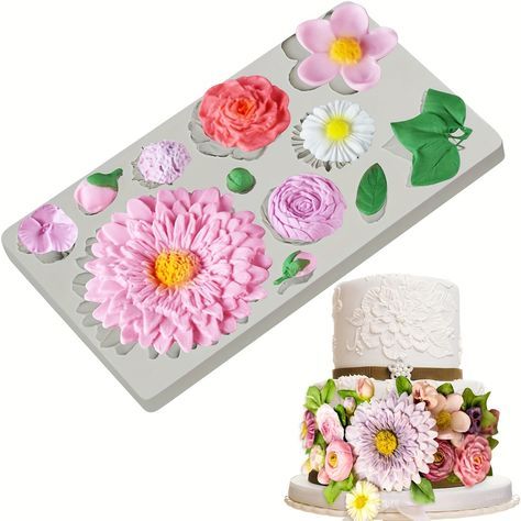 Bakewareind Buttercream Assorted Flower Leaf Fondant Silicone Chocolate Mould - Bakeware India