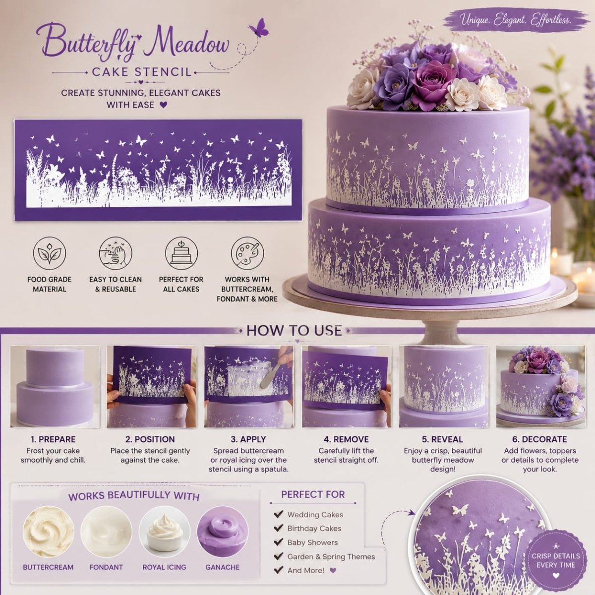Bakewareind Butterfly Mesh Cake Decorating Stencil - Bakeware India