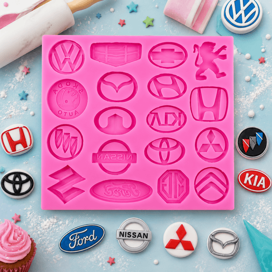 Bakewareind Car Designer Brands Logo Fondant Silicone Mould - Bakeware India