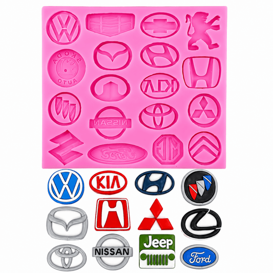 Bakewareind Car Designer Brands Logo Fondant Silicone Mould - Bakeware India