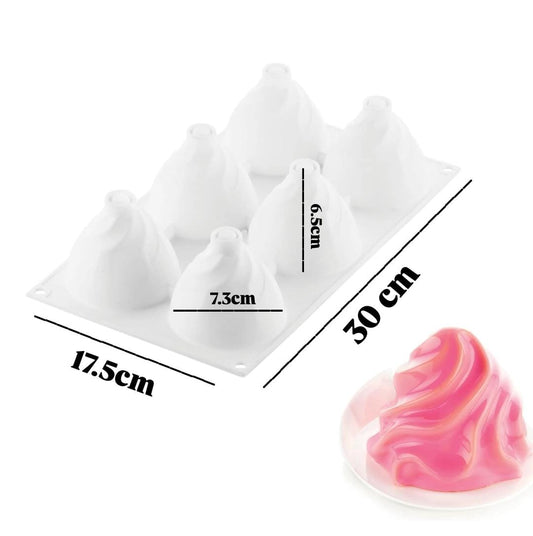 Bakewareind Chantilly Spiral Cone Mousse Silicone Cake Mould, 6 Cavity - Bakeware India