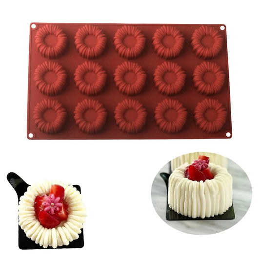 Bakewareind Charlotte Entremet Mousse Bundt Cake Silicone Mould,15cavity - Bakeware India