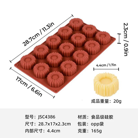 Bakewareind Charlotte Entremet Mousse Bundt Cake Silicone Mould,15cavity - Bakeware India