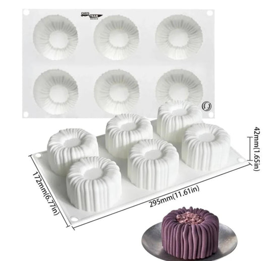 Bakewareind Charlotte Mousse Silicone Cake Mould, 6 Cavity - Bakeware India