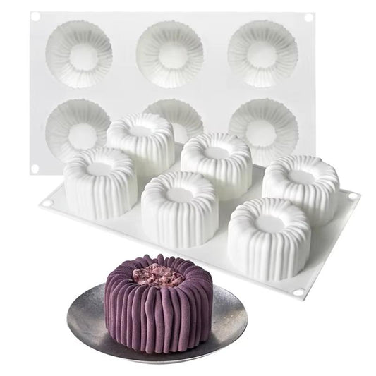 Bakewareind Charlotte Mousse Silicone Cake Mould, 6 Cavity - Bakeware India