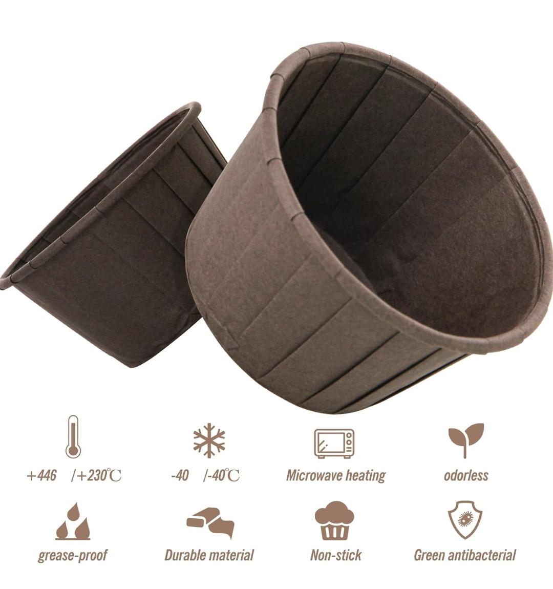 Bakewareind Choco lava cake Dark Brown Solid Bake And Serve Paper Muffin Cupcake liner,50pc - Bakeware India